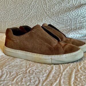 J Slides Tan Suede Slip-On Sneakers